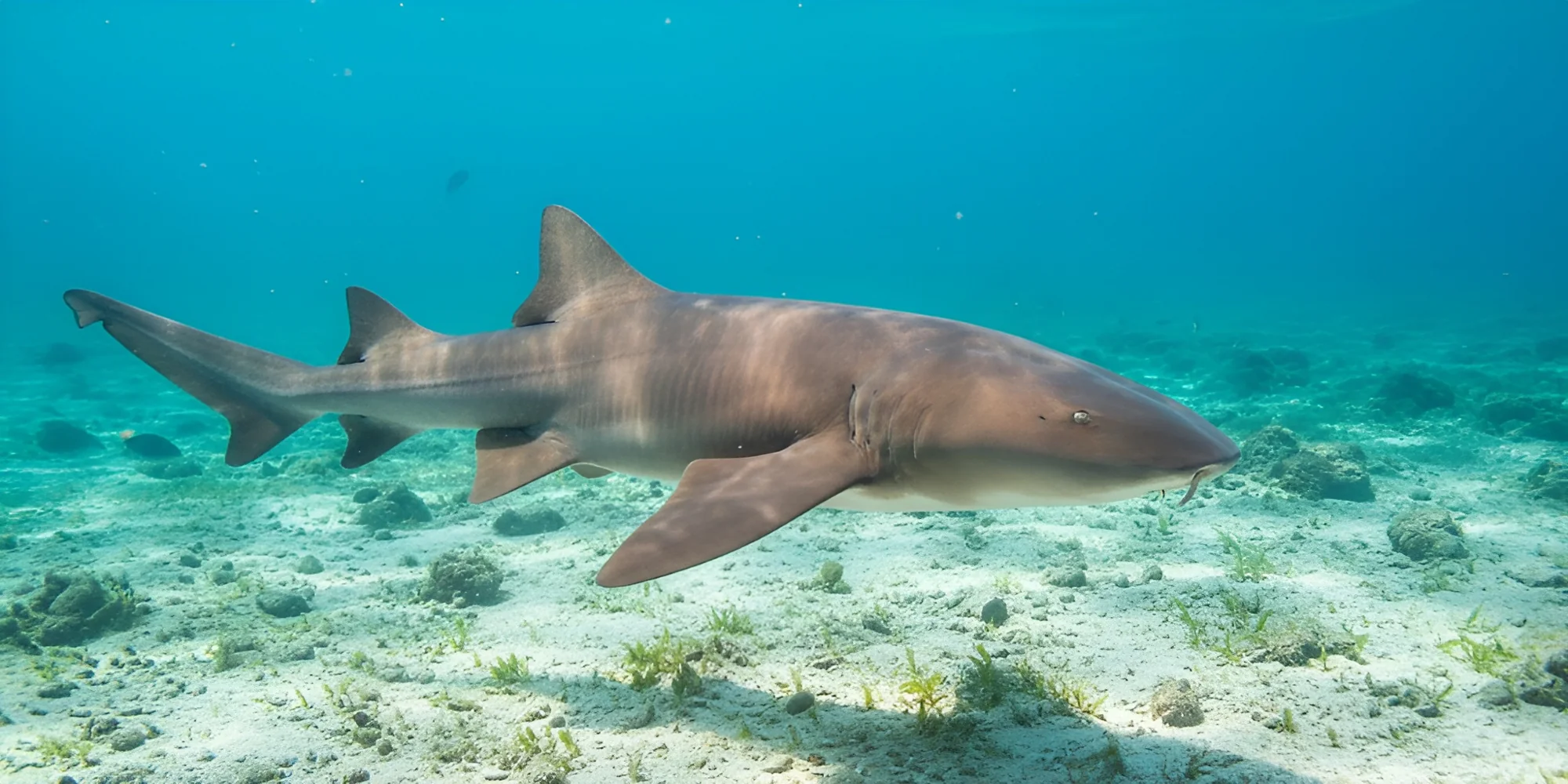 Ginglymostoma unami requin nourrice du Pacifique nageant au-dessus d’un fond sablonneux