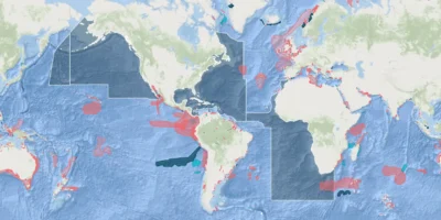Carte des zones de protection des requins et des raies