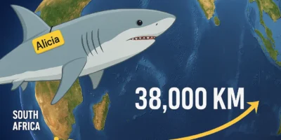 De Gansbaai à l’Indonésie : l’odyssée de 38.000 km d’un grand requin blanc mal identifié De Gansbaai à l’Indonésie : l’odyssée de 38.000 km d’un grand requin blanc mal identifié