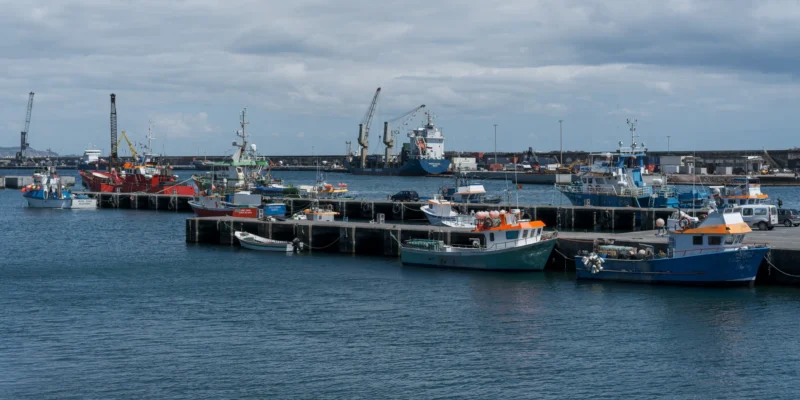 Bateaux de pêche amarrés dans le port de Ponta Delgada, sur São Miguel, aux Açores
