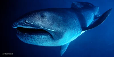 Représentation illustrative d’un requin grande gueule en pleine eau bleue